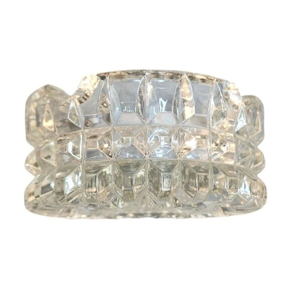 Vintage Clear Pressed Glass Ashtrays Heavyweight Glass Design One per order - Picture 8 of 9